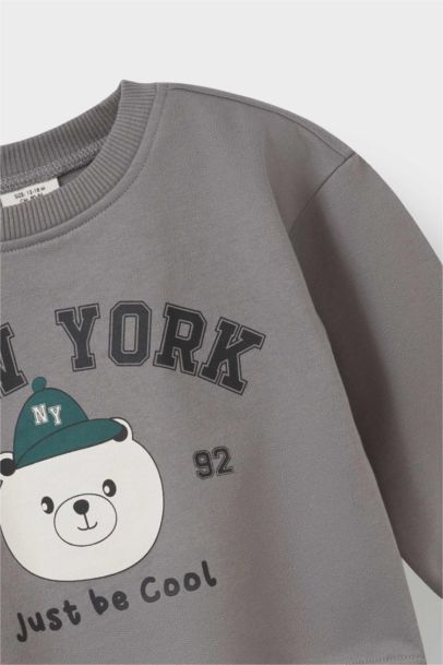 2'li Takım Baskılı Sweatshirt Eşofman Altı Erkek Bebek