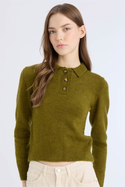 Slim Fit Polo Collar Knitwear Pullover