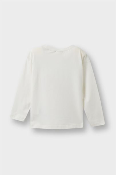 Bisiklet Yaka Çiçekli Uzun Kollu Tişört Kız Bebek