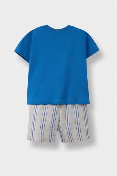 Ensemble T-shirt et Short rayé à taille élastique pour bébé garçon
