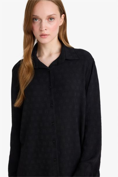 Regular Fit Shirt Collar Crepe Long Sleeve Shirt