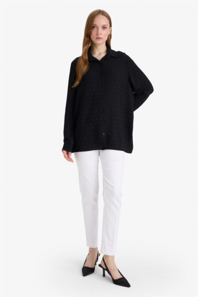 Regular Fit Shirt Collar Crepe Long Sleeve Shirt