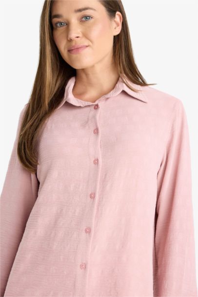 Regular Fit Shirt Collar Crepe Long Sleeve Shirt