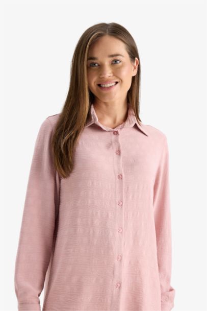 Regular Fit Shirt Collar Crepe Long Sleeve Shirt