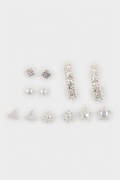 Woman 6 Piece Silver Earrings