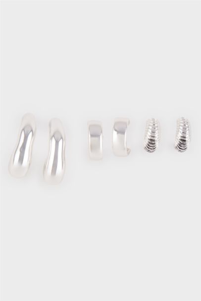 Woman 3 Piece Silver Earring