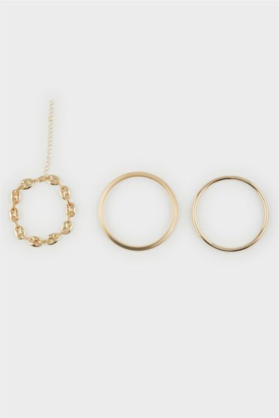 Woman 3 Piece Golden Bracelet