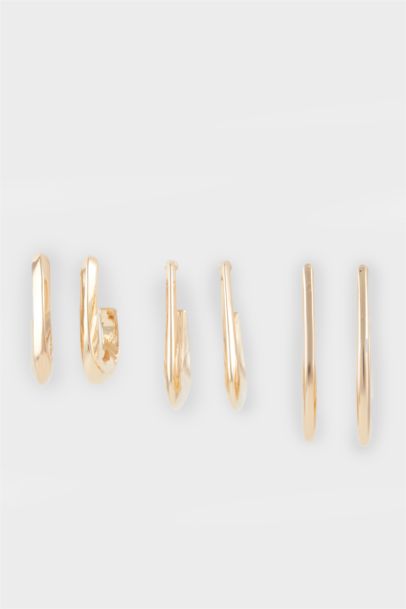 Woman 3 Piece Gold Earrings