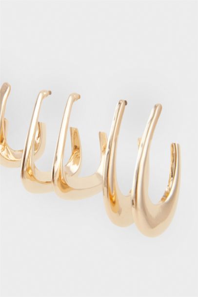Woman 3 Piece Gold Earrings
