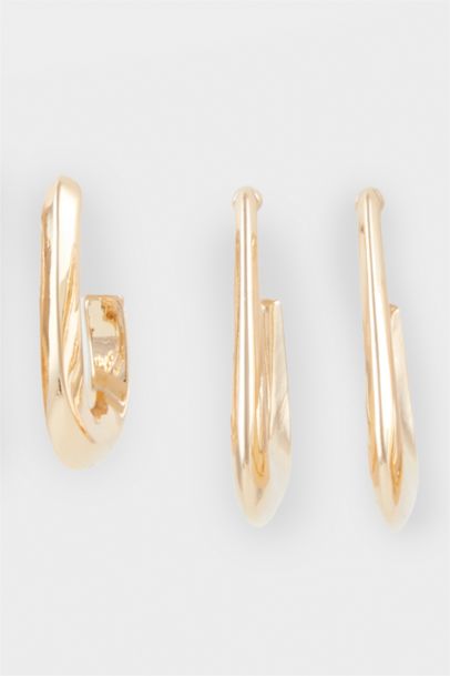 Woman 3 Piece Gold Earrings