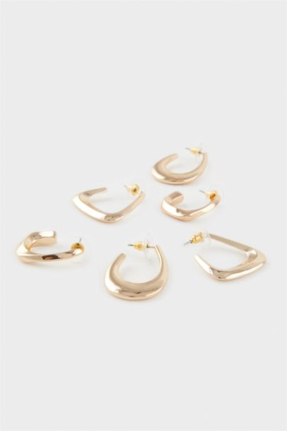 Woman 3 Piece Gold Earrings