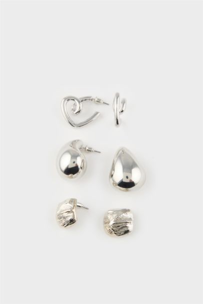 Woman 3 Piece Silver Earrings