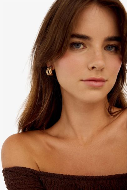 Woman 3 Piece Gold Earrings