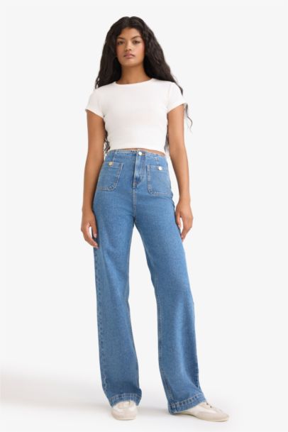 90's Wide Leg High Waist Straight Leg Jeans