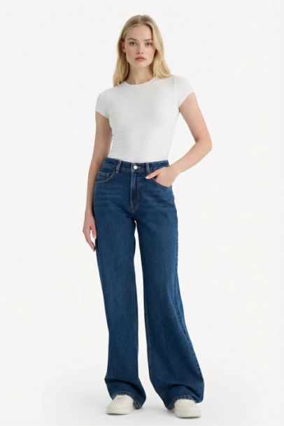 Straight Wide High Waist Straight Leg Long Jeans