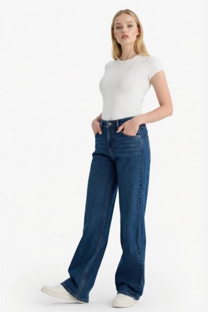 Straight Wide High Waist Straight Leg Long Jeans