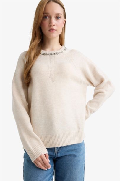 Pull en tricot à col rond Coupe régulière