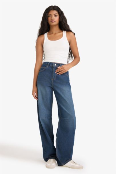 Baggy Fit High Waist Long Jeans