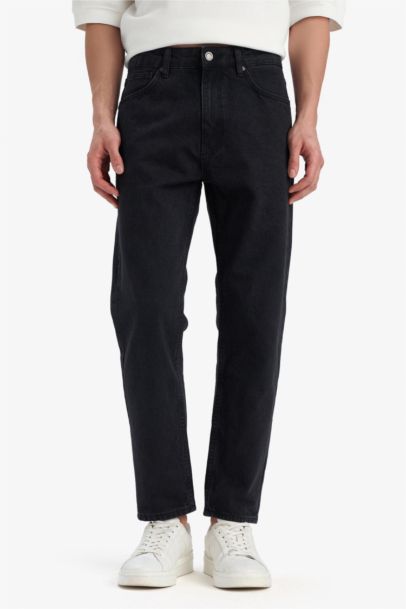 %100 Pamuk 90's Slim Fit Dar Kalıp Yüksek Bel Dar Paça Siyah Jean Pantolon