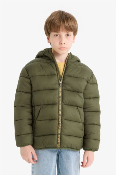 Boy Hooded Water Repellent Fleece Lined Puffer Jacket