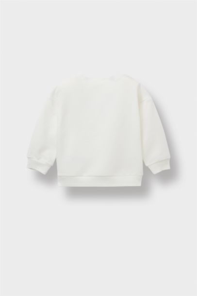 Erkek Bebek Bisiklet Yaka Baskılı Sweatshirt