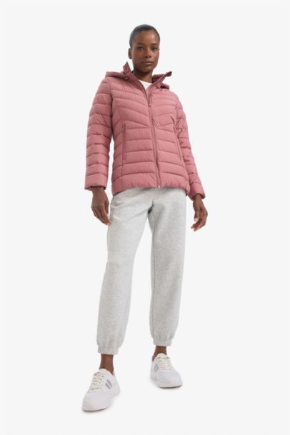 Su İtici Regular Fit Kapüşonlu Fermuarlı Cepli Şişme Mont