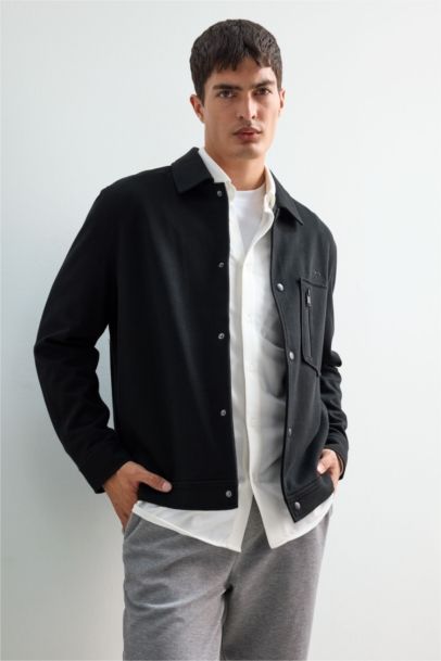 Surchemise en coton peigné à boutons-pression Coupe standard