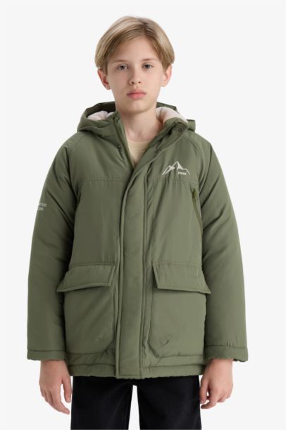 Boy Waterproof Hooded Fleece Lined Jacket
