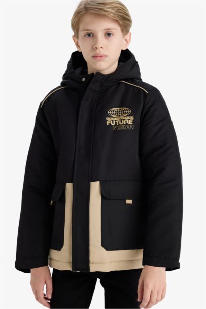 Boy Hooded Zippered Waterproof Puffer Jacket