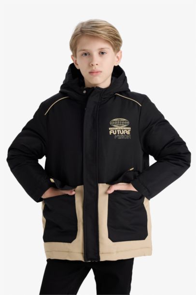 Boy Hooded Zippered Waterproof Puffer Jacket