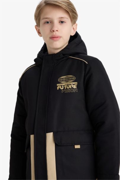 Boy Hooded Zippered Waterproof Puffer Jacket