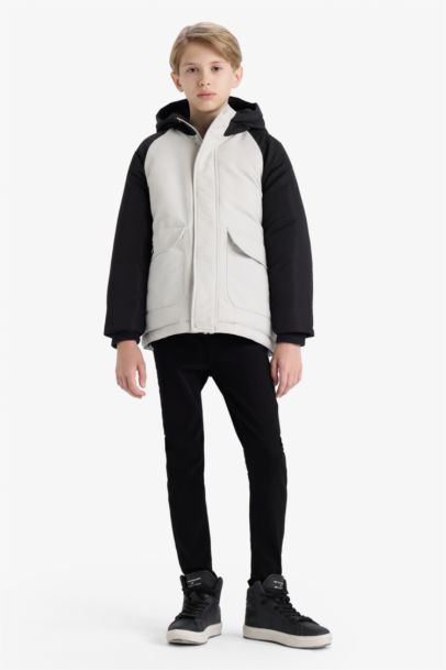 Su İtici Kapüşonlu Polar Astarlı Parka Erkek Çocuk