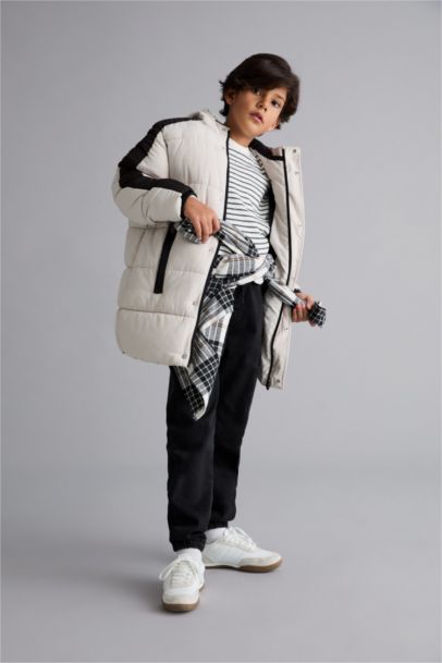 Su İtici Kapüşonlu Polar Astarlı Parka Erkek Çocuk