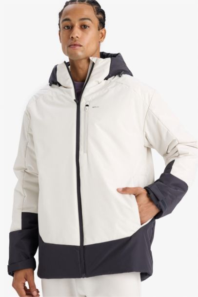 Su İtici Regular Fit Kapüşonlu Fermuarlı Rüzgar Geçirmez Mont