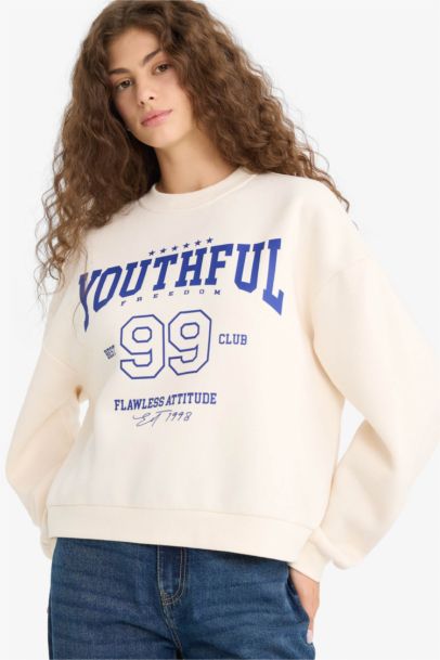 Regular Fit Crew Neck Printed Sweatshirt