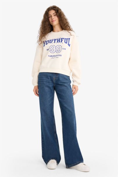 Regular Fit Crew Neck Printed Sweatshirt