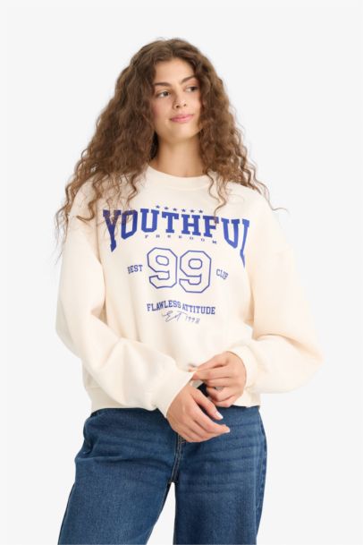 Regular Fit Crew Neck Printed Sweatshirt