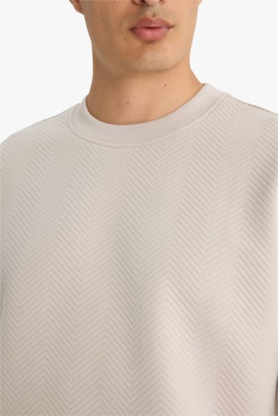 سويت شيرت قصة مريحة بياقة مستديرة