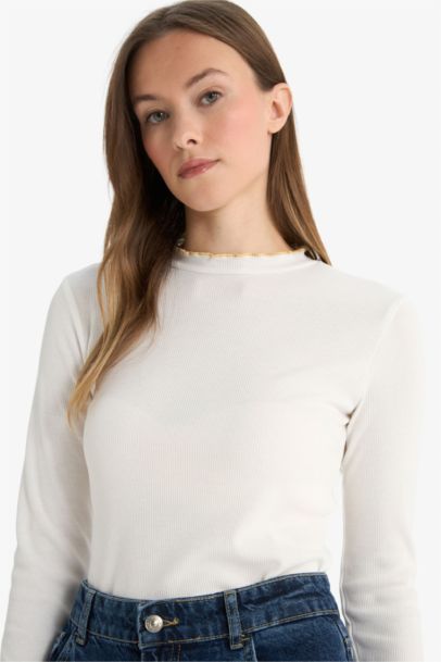 Corduroy Basic Long Sleeve T-Shirt Tunic