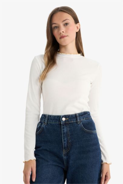 Corduroy Basic Long Sleeve T-Shirt Tunic