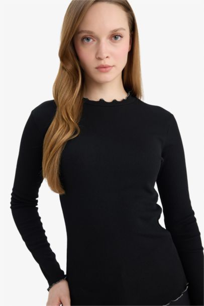 Ribbed Knit Long Sleeve Tunic