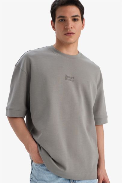 Loose Fit Crew Neck Printed Short Sleeve T-Shirt