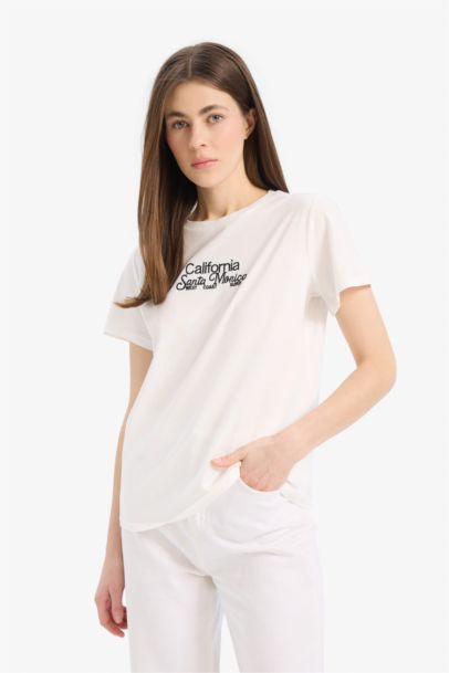 T-shirt en coton  avec broderie à col rond