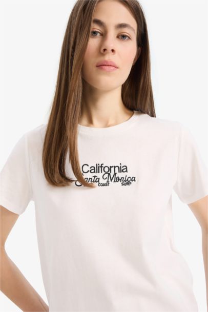 T-shirt en coton  avec broderie à col rond