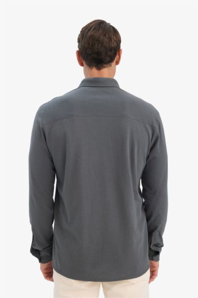 Chemise texturée à manches longues Coupe régulière