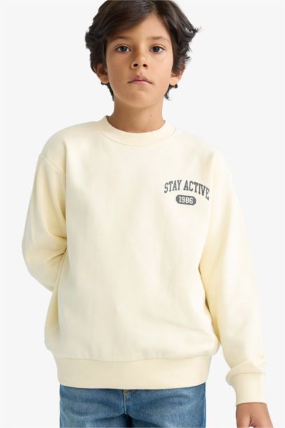Boy Bicycle Printed Collar Soft Lining Sweatshirt