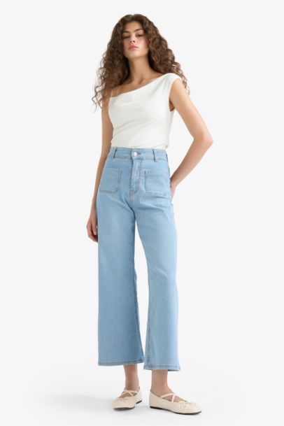 Culotte High Waist Crop Fit Jeans