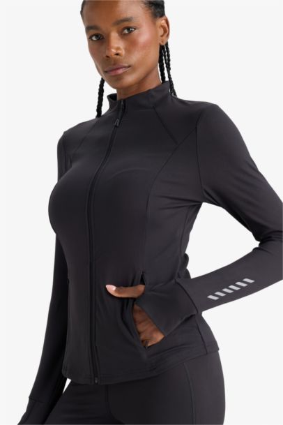 Slim Fit Dar Kesim Dik Yaka Hırka