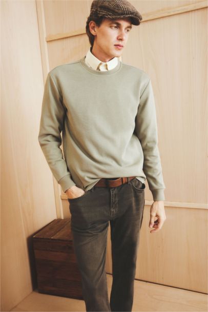 Sweatshirt à col rond et manches longues Coupe régulière