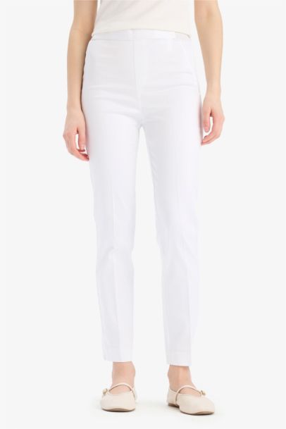 Cigarette Fit Regular Hem Satin Trousers